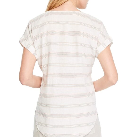 Nic & Zoe Embroidered Stripe Top - Neutral Multi color - Picture 2 of 10